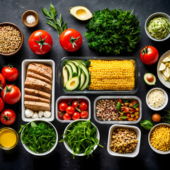Vibrant Flatlay of Fresh Meal Kit Ingredients 