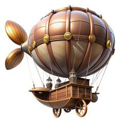 Vintage airship illustration for design and steampunk concept with detailed elements and textures