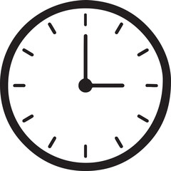 A Simple Clock Icon Showing Time at Three O'Clock Displaying Punctuality And Time Management Concepts