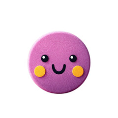 Cute Pink Circular Sponge with Smiling Face and Cheeks on Transparent Background