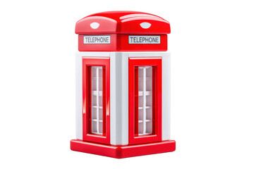 Red Miniature Telephone Booth Model on Transparent Background