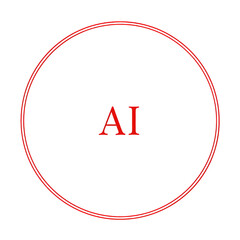 Dark Circular Background with Red AI Text and Border for Technology and Artificial Intelligence Concept