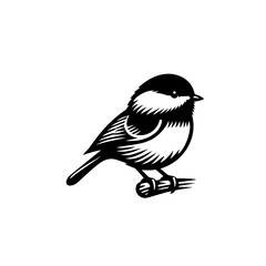 Stylized Black and White Bird Illustration 1.