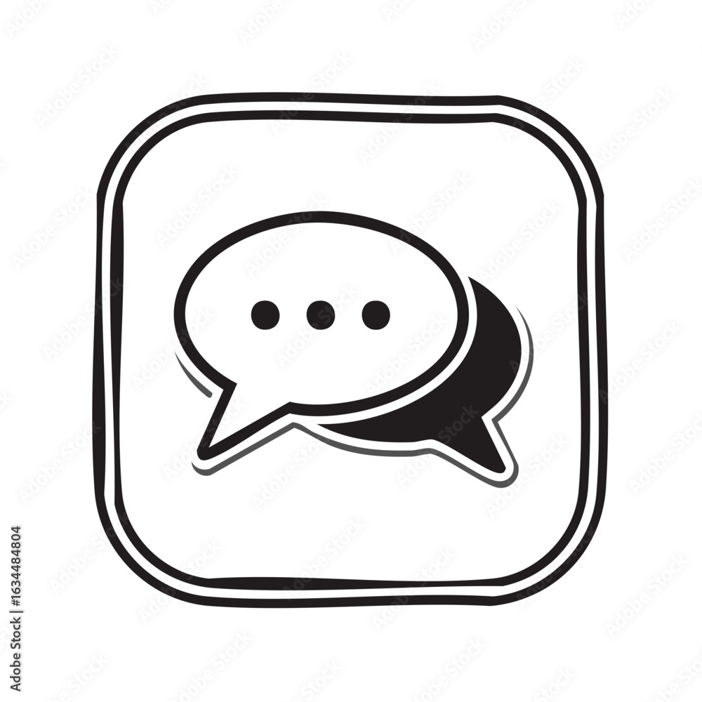 Aufkleber sketchy chat icon with three dots in speech bubbles inside rounded square for business and communica