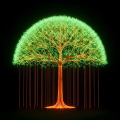 Umbrella Neon Tree with Straight Orange Roots