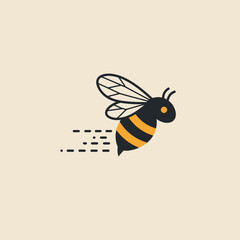 Simple Flying Bee Design with Abstract Motion Lines