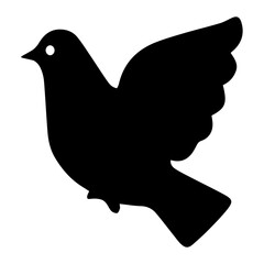 Silhouette of a bird in flight with a visible eye and wing displayed against a white background image