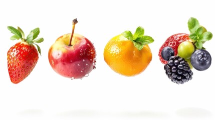 Evenly Spaced Floating Colorful Fruits