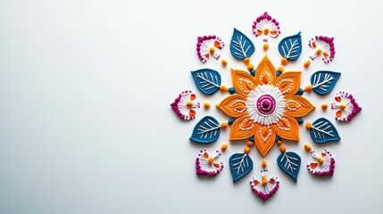 Indian Rangoli Design on White Background