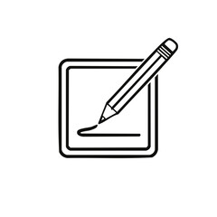 Pencil drawing on square form shows an art process concept in linear monochrome style for graphics or creative project usage.