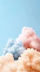 Soft Cotton Candy Clouds on a Light Blue Background Creating a Dreamy and Tranquil Atmosphere
