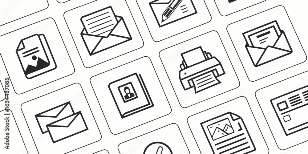 Aufkleber vector art of collection of office icons isolated on white background with various document types