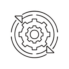 Synchronization Concept: Cogwheel with Circular Arrows Depicting Process Integration and Workflow