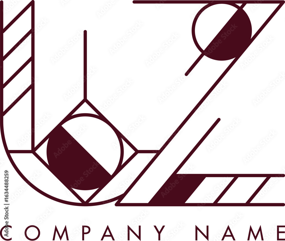 Poster minimalist uz circular monogram logo design with bold lines and elegant style