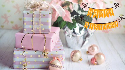 Happy Birthday Banner - Birthday Greetings and Birthday Party Invitations Contain Gifts