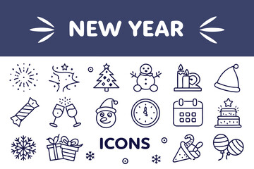 New Year icon set for commercial use