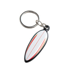 Surfboard Keychain with Colorful Stripe Design on Silver Ring