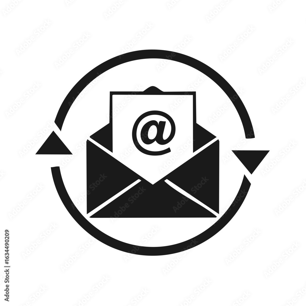 Poster Email Update Envelope Message Delivery with Refresh Arrows and At Symbol