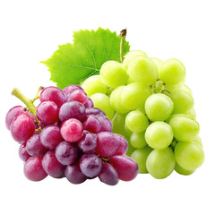 Fototapeta premium Close-up of red and green grapes, bunches, leaves