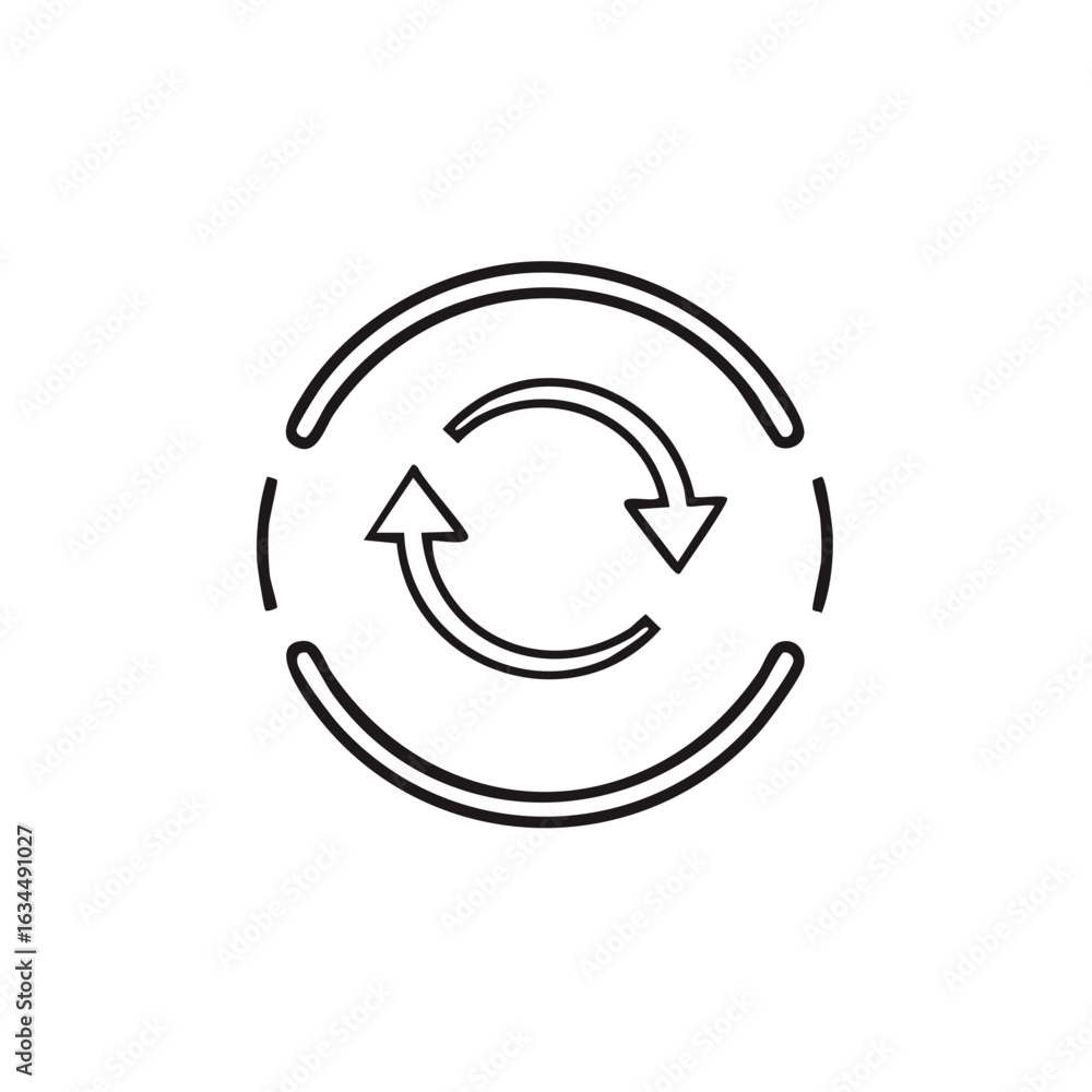 Poster outline arrow circle for reload and recycle design concept icon set