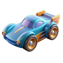 Cartoon race car illustration blue toy car speed automobile vehicle transportation design graphic render 3d model