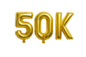 Golden Foil Balloons Displaying "50K" Symbolizing a Significant Milestone or Achievement