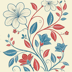 A repeating pattern of stylized, delicate flowers in shades of yellow and pale, greyish-blue.