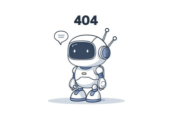 Cute Robot with Antennae and Headphones on Transparent Background