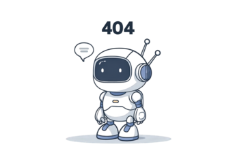 Cute Robot with Antennae and Headphones on Transparent Background
