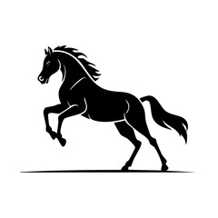 Obraz premium Elegant black horse rearing silhouette, graceful equine motion, powerful animal, vector illustration