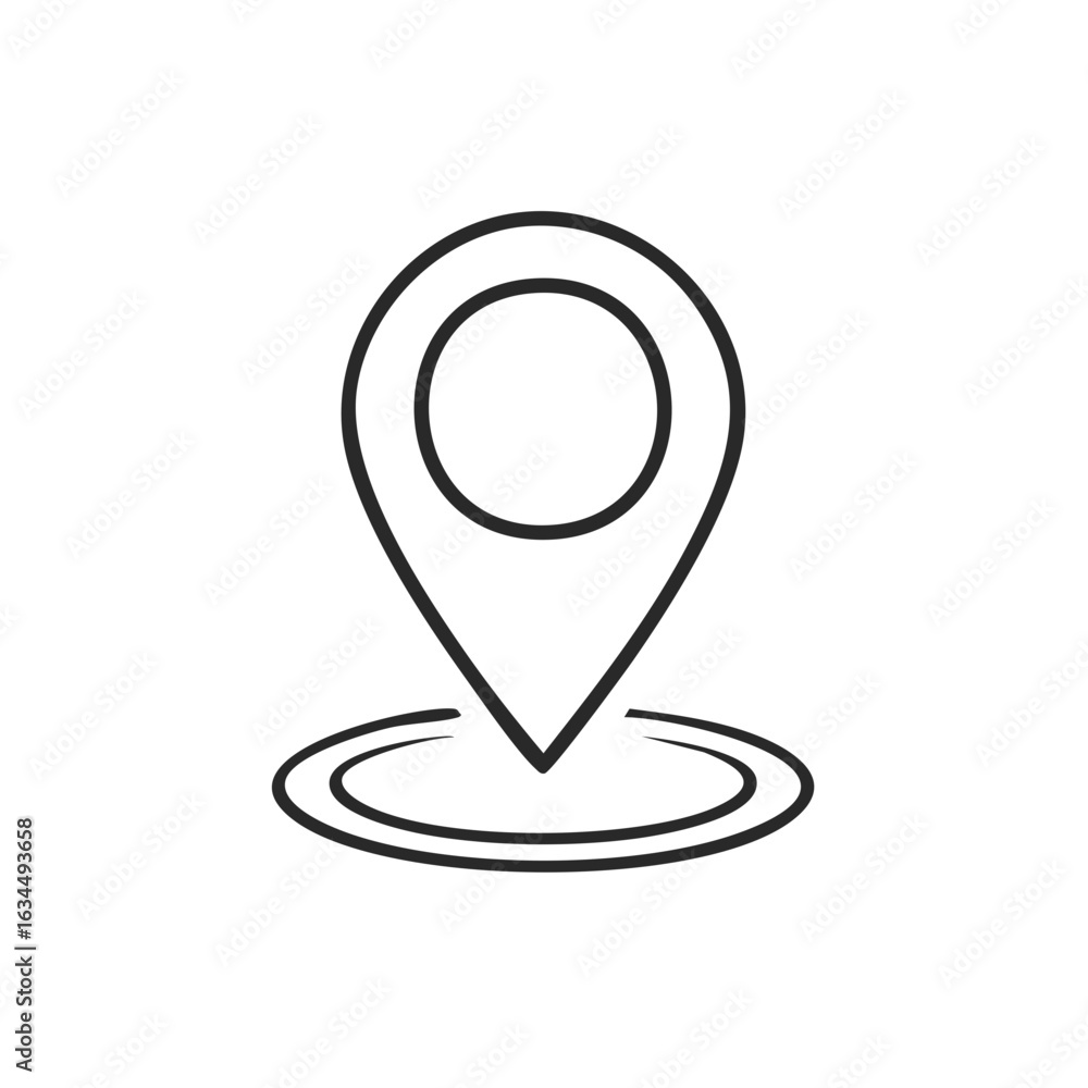 Poster simple location pin pointing down marking spot map vector graphic design