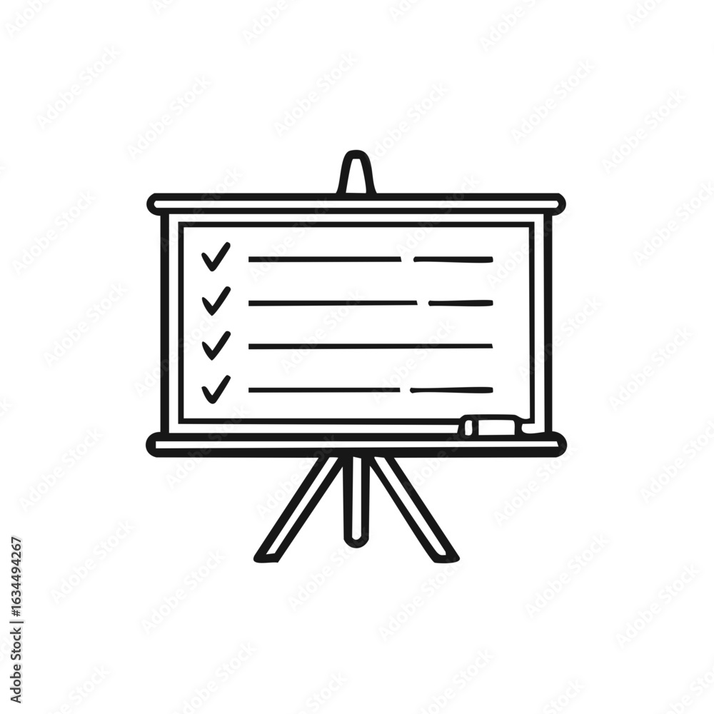 Aufkleber checklist on presentation board outline icon with check marks and lines for task management