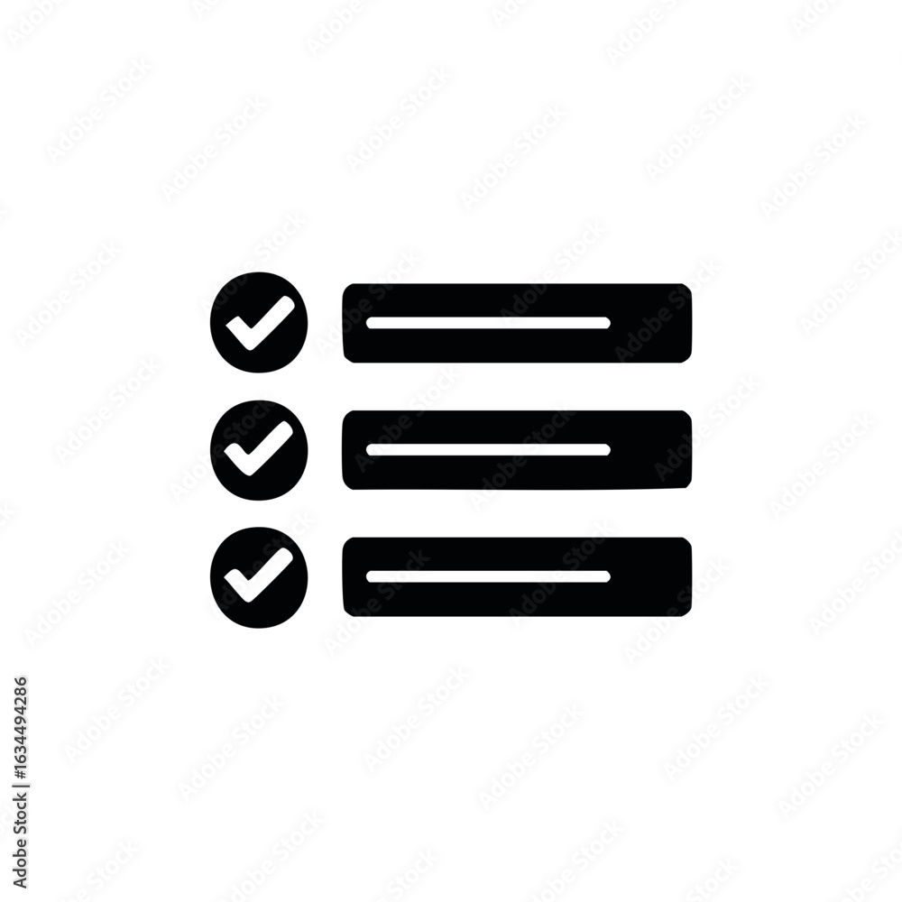 Aufkleber checklist with completed items: vector illustration of task list