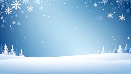 Winter Wonderland Background Sparkling Snowflakes Over a Snowy Landscape with Pine Trees