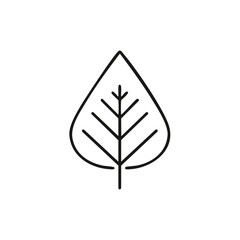 Simple Black Outline of Leaf with Veins