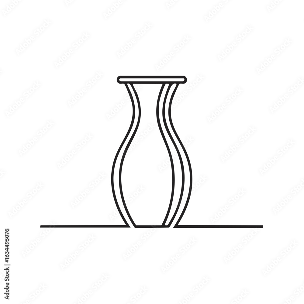 Aufkleber simple contour drawing of a vase with curvaceous form on minimalist display