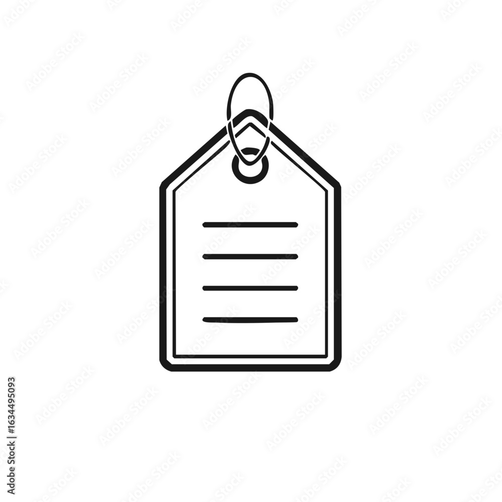 Aufkleber Monochrome Price Tag with String and Horizontal Lines for Information