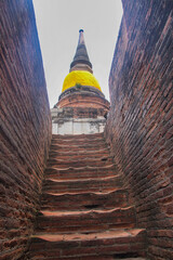 Worn brick steps after centuries at Wat Yai Chai Mongkhon, Ayutthaya, Thailand