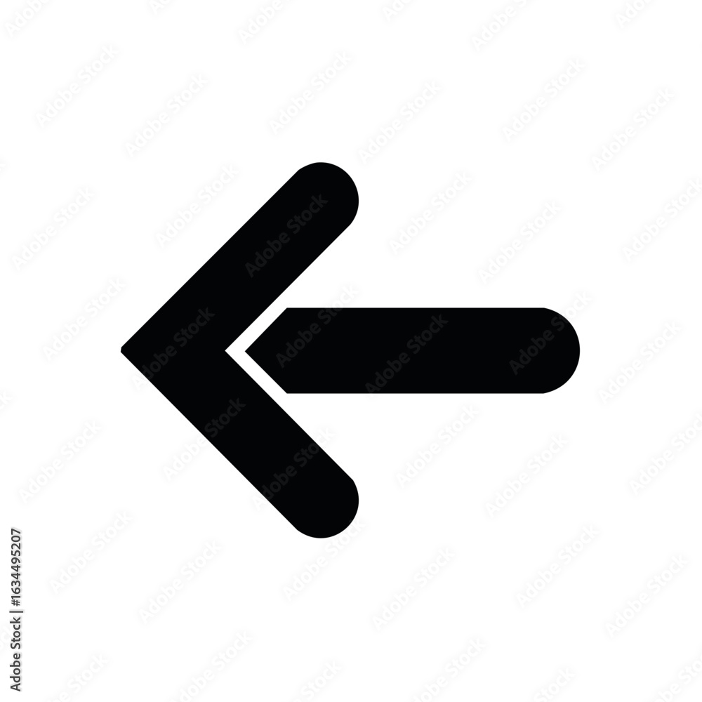 Poster bold leftward arrow icon pointing directionally towards the left showing back navigation or directio