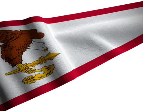 Flat American Samoa Flag with Subtle Fabric Folds – Top View Transparent PNG