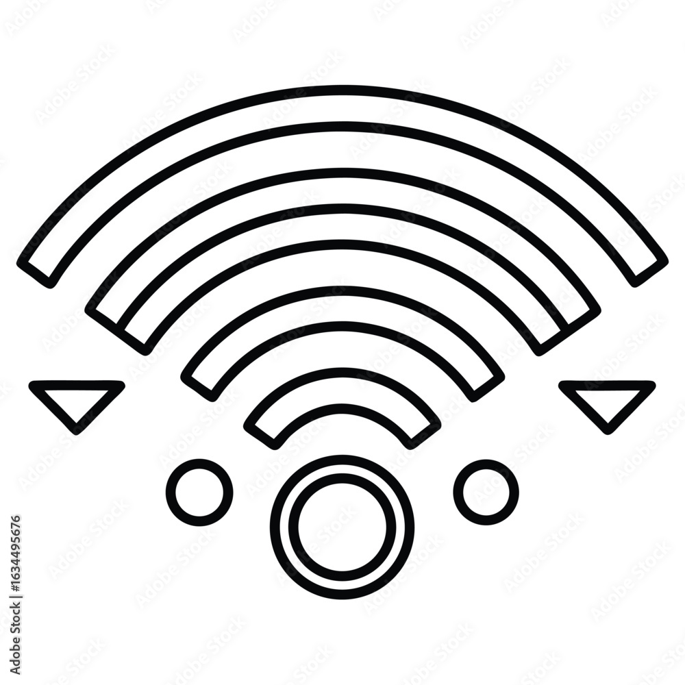 Poster abstract representation of wireless signal transmission with geometric elements