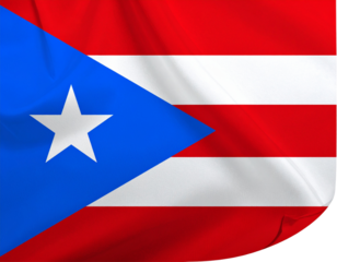 Puerto Rico Flag Flat Lay with Subtle Wrinkles – Isolated Transparent PNG
