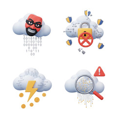 Cloud computing security threats and analysis icons