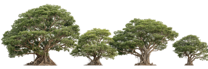 Mature and young trees, various sizes,  showing growth and scale