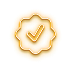 Golden verified badge with checkmark and glow effect
