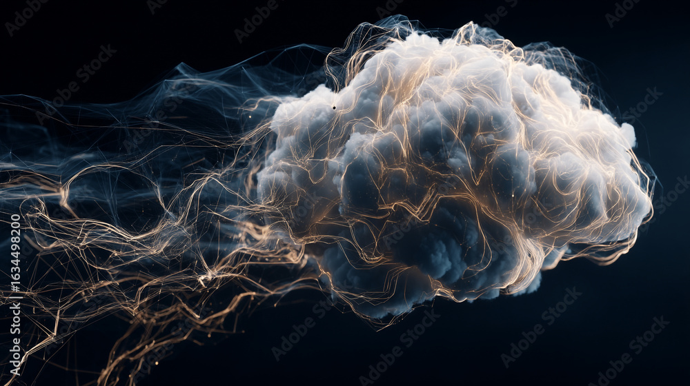 Poster abstract cloud formation with flowing lines against a dark background view