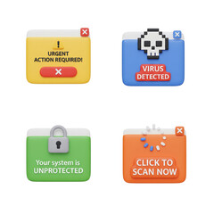 Naklejka premium Four computer pop up alerts with different warning messages
