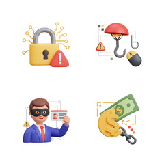 Cybersecurity and financial protection icons