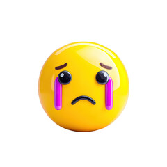 Sad Emoji with Crying Eyes and Frowning Expression on Bright Yellow Ball