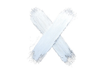 White Painted X Mark on Transparent Background Artistic Brushstroke Design